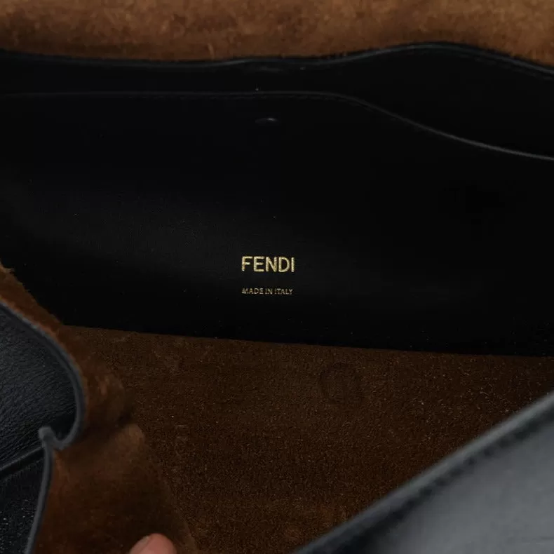 Fendi Black Glossy Lambskin Kan U Shoulder Bag