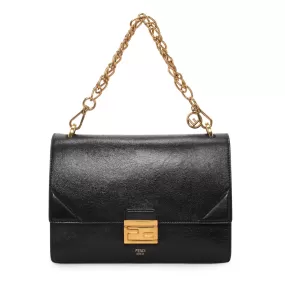 Fendi Black Glossy Lambskin Kan U Shoulder Bag