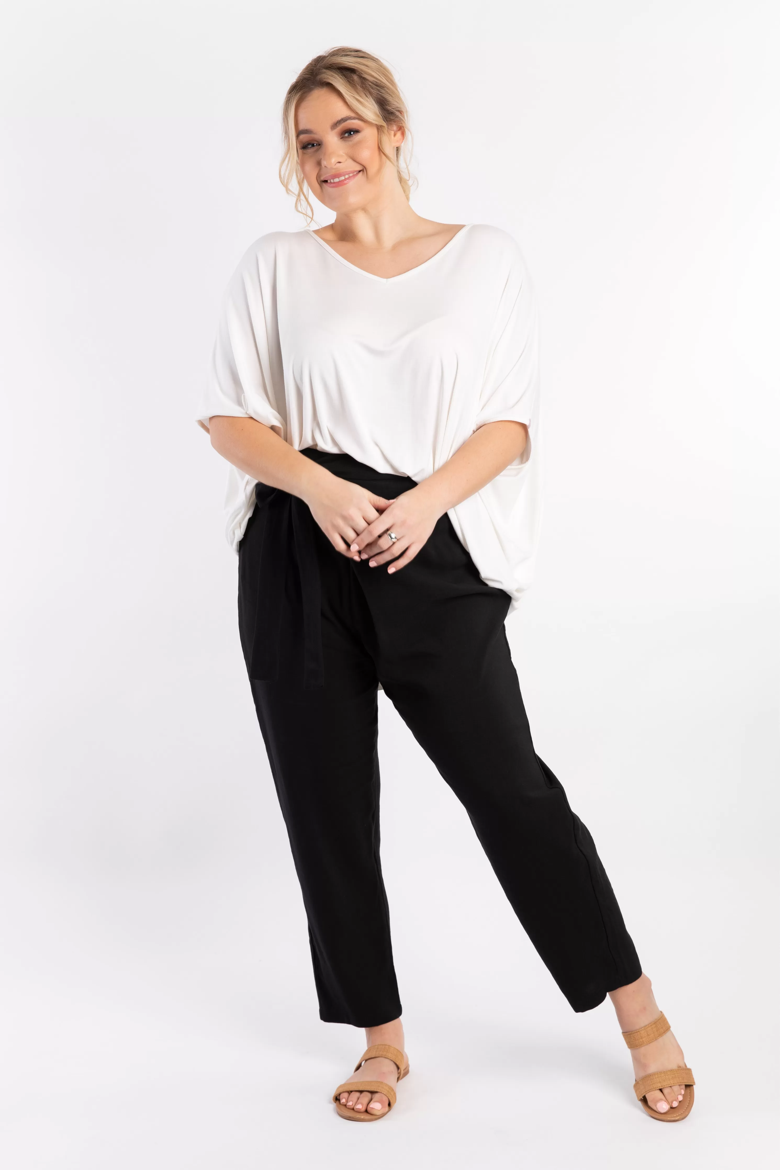 FINAL SALE Melody Pleat Pant in Black