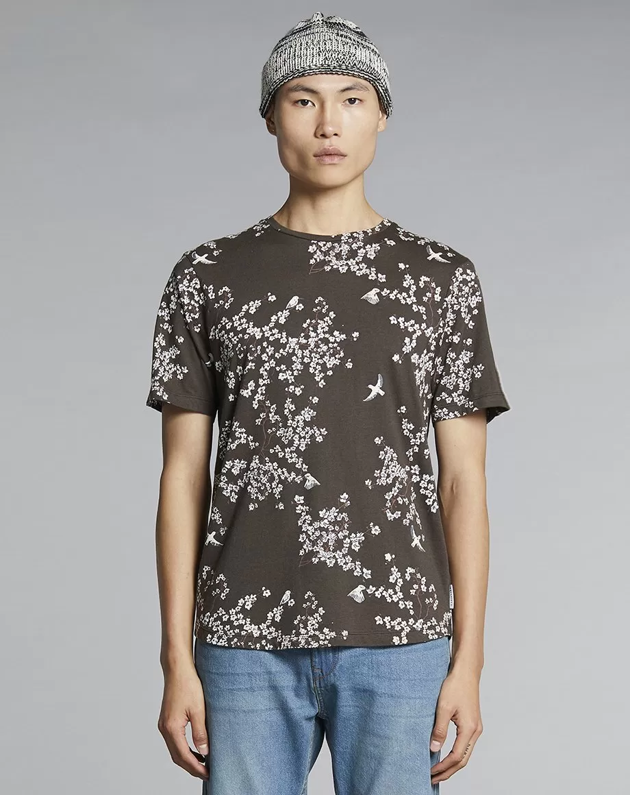 FLORO PRINTED MENS T-SHIRT | BROWN / OLIVE