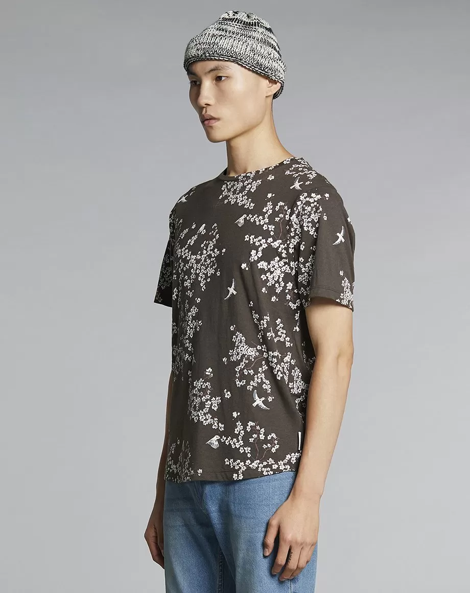 FLORO PRINTED MENS T-SHIRT | BROWN / OLIVE