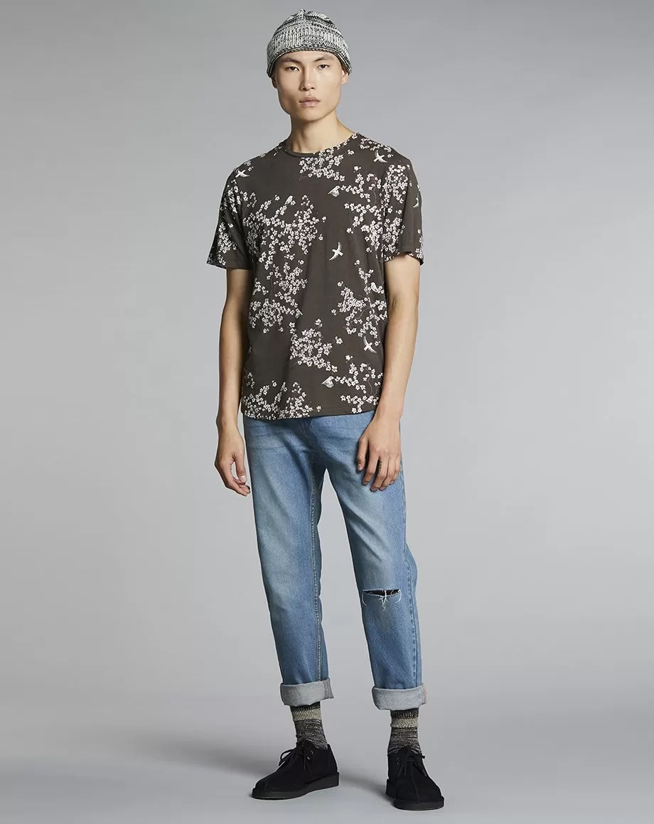 FLORO PRINTED MENS T-SHIRT | BROWN / OLIVE