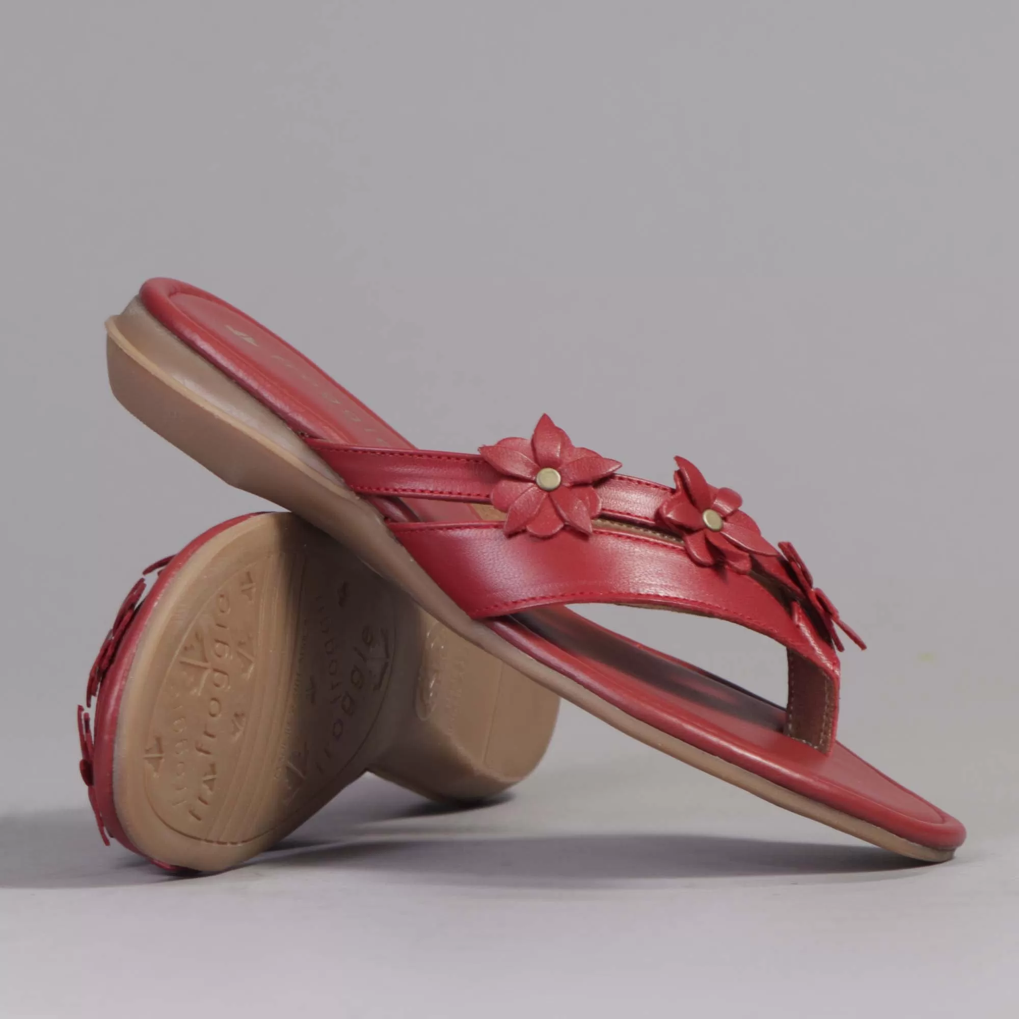 Flower thong sandal in Red - 12573