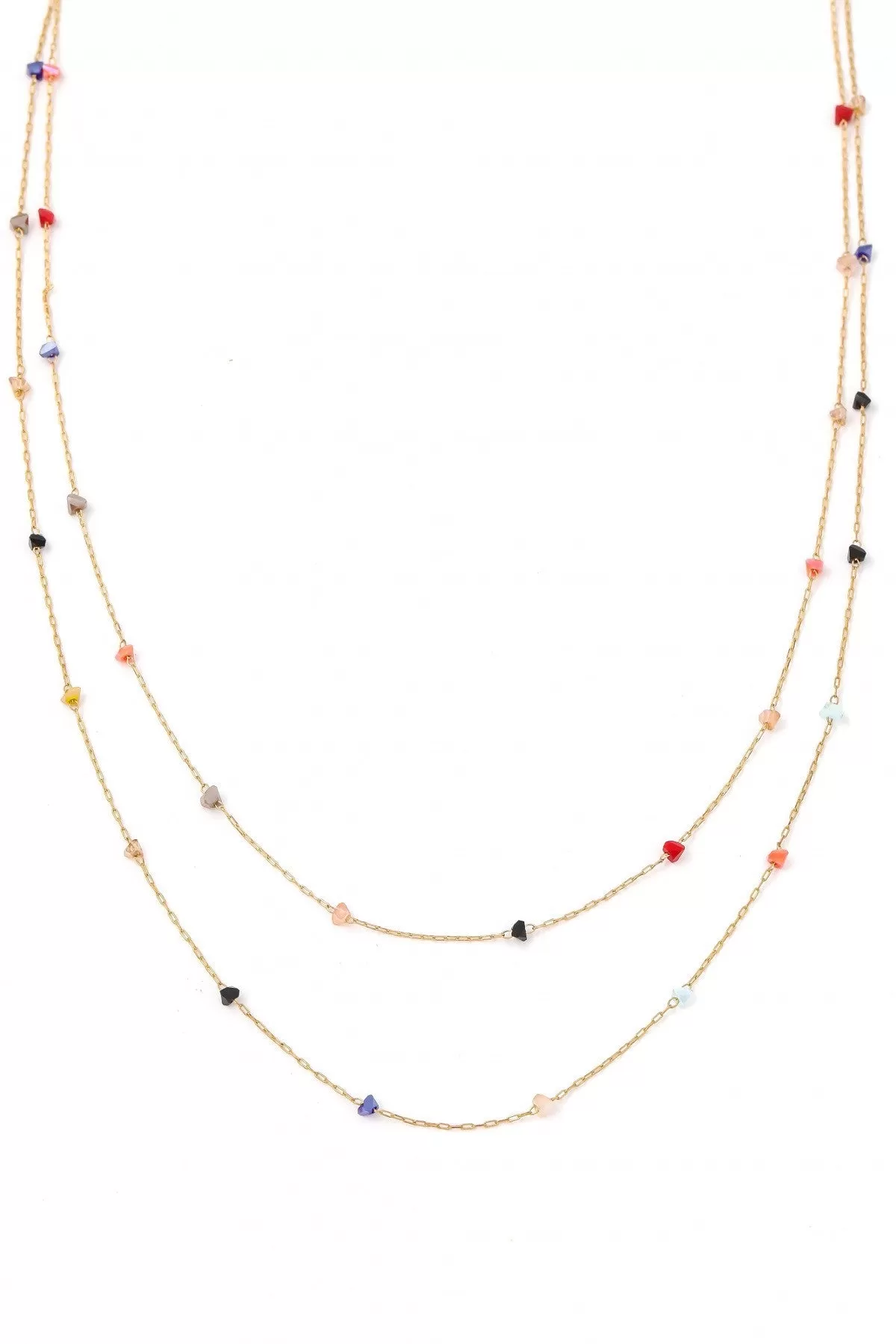 FMN114 Double Layer Glass Bead Necklace Multi