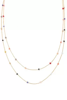 FMN114 Double Layer Glass Bead Necklace Multi