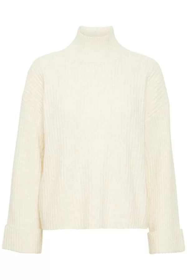 Fransa Ribbed Short Jumper Cream