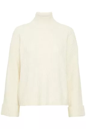 Fransa Ribbed Short Jumper Cream