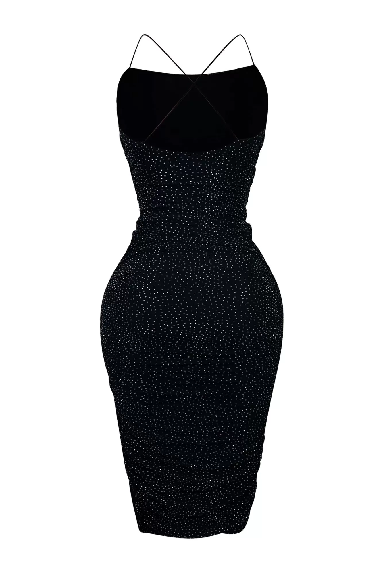 Gemma Rhinestone Mesh Ruched Dress