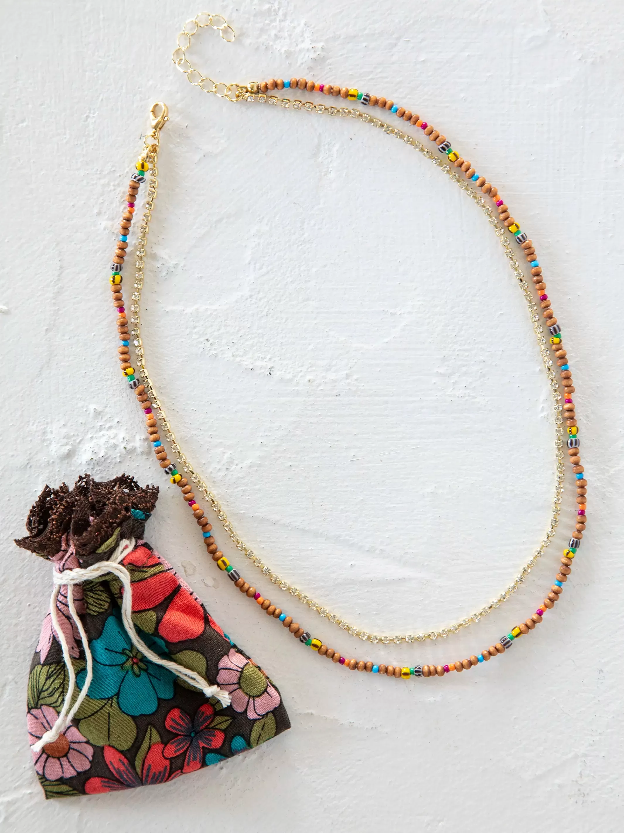 Golden Eye Layered Necklace - Rainbow