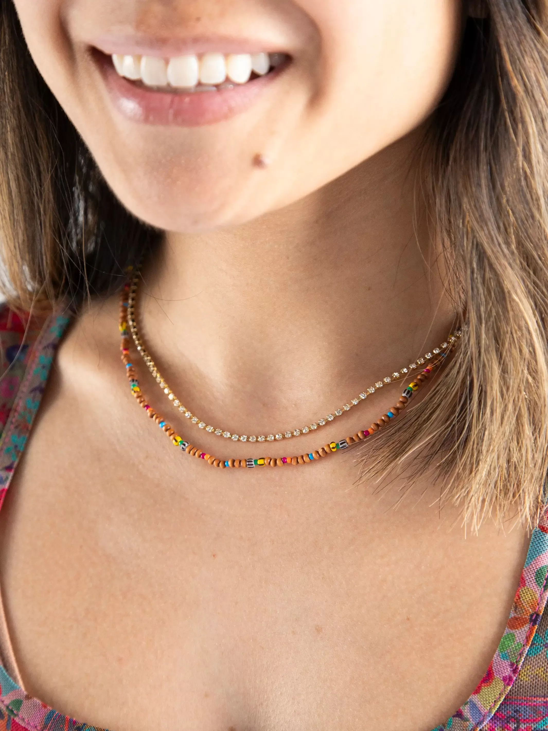 Golden Eye Layered Necklace - Rainbow