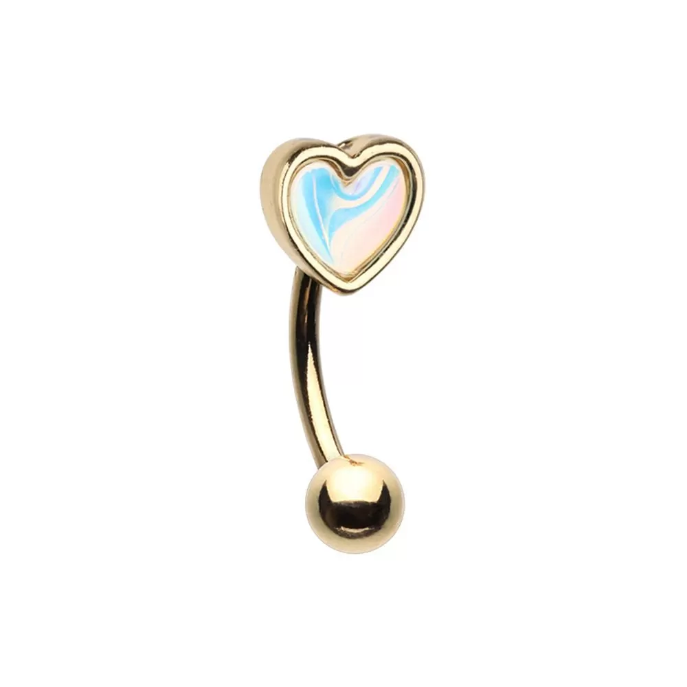 Golden Heart Illuminating Moonstone WildKlass Curved Barbell Eyebrow Ring