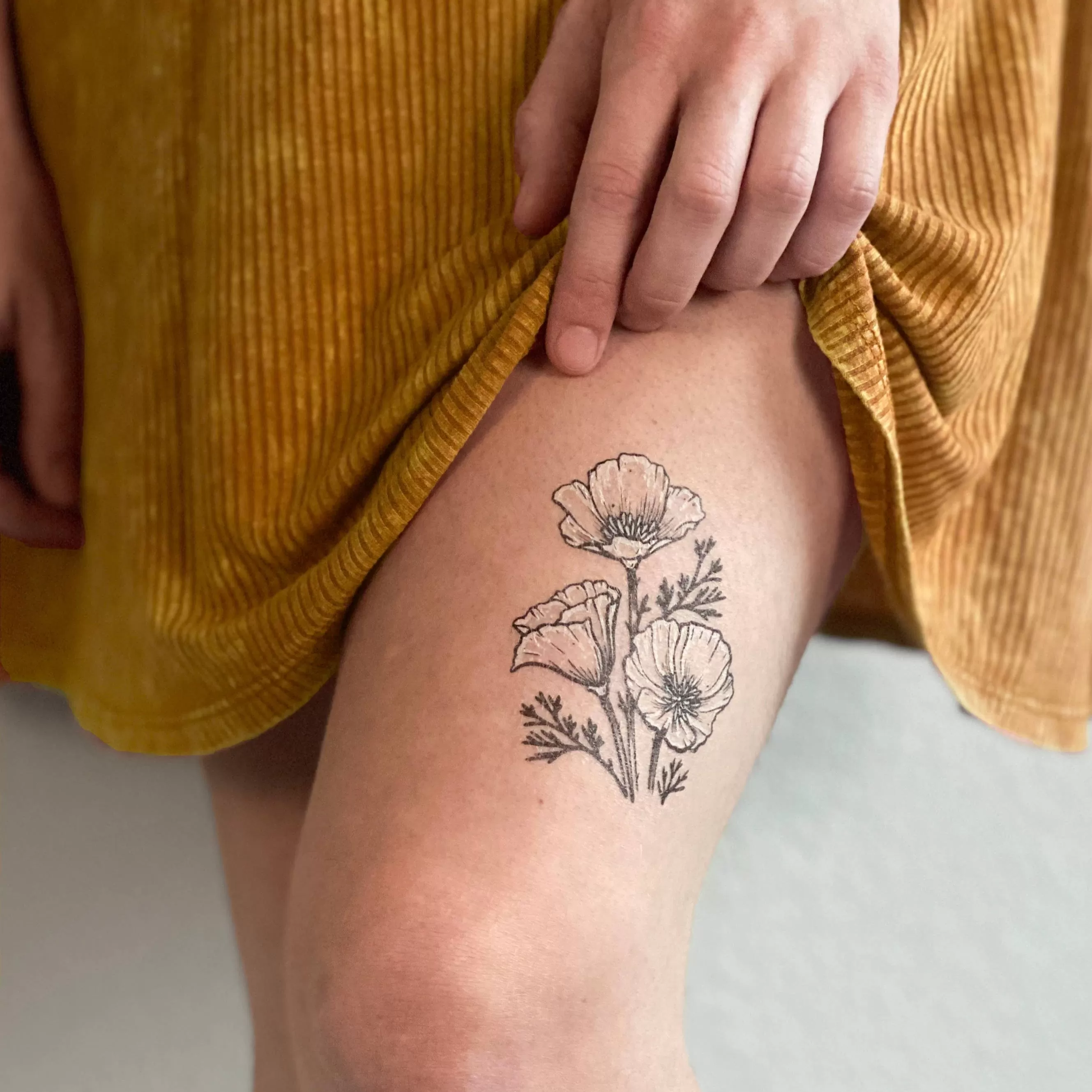 Golden Poppy Temporary Tattoo