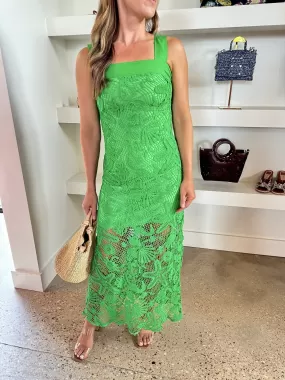 Green Krystina Aquatic Crochet Maxi Column Dress