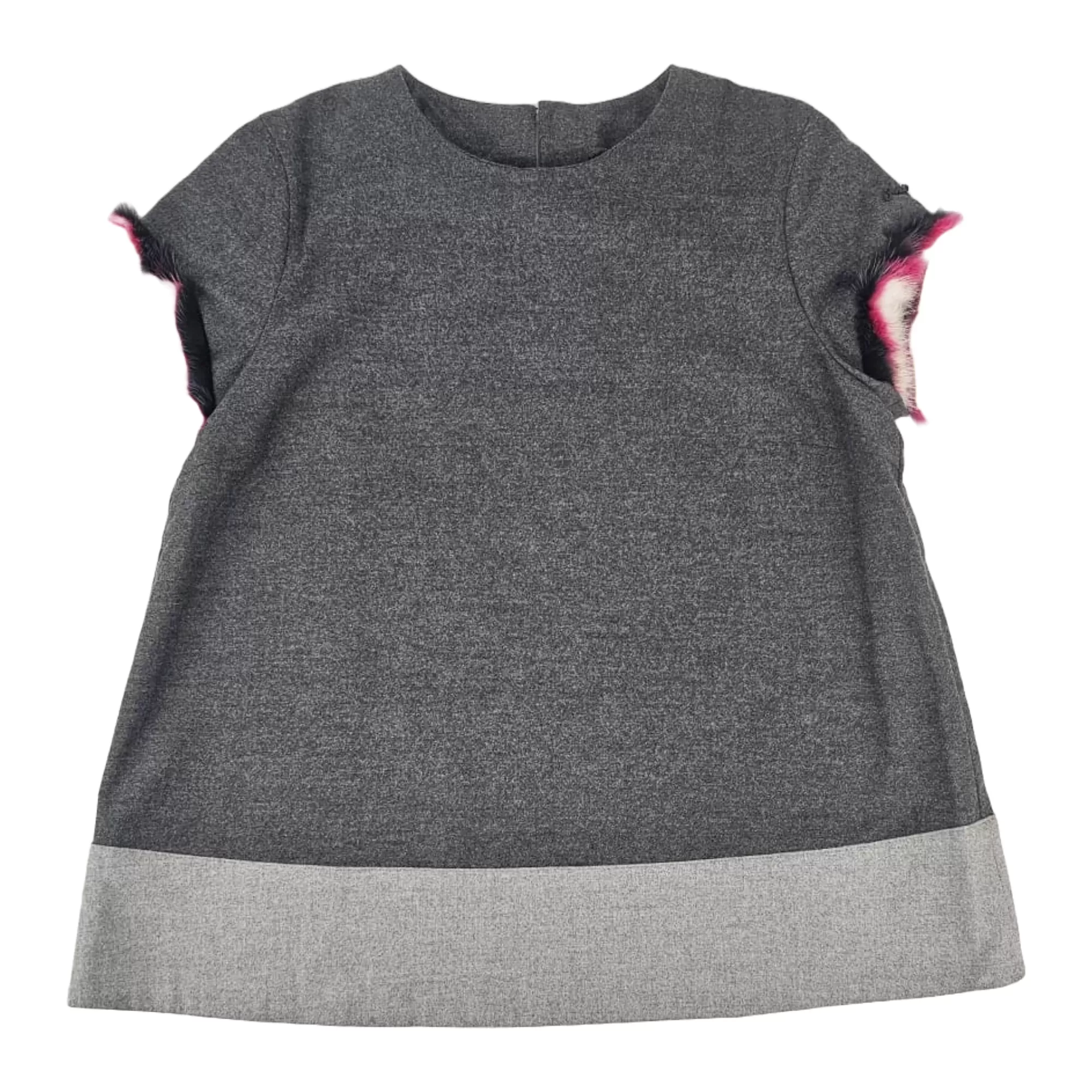 Grey Top with Fur Trim Sleeves