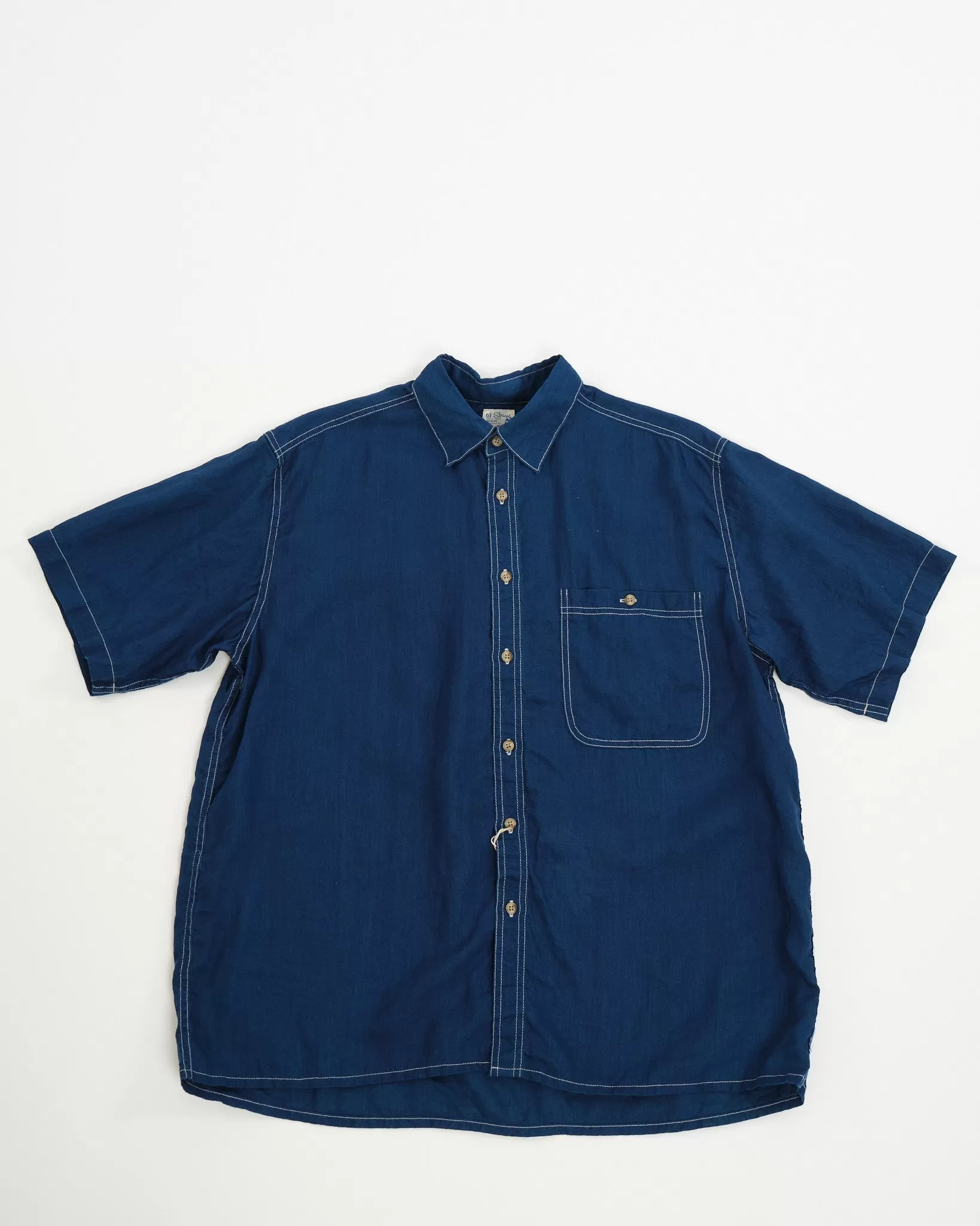 INDIGO LINEN LOOSE FIT SHORT SLEEVE SHIRT INDIGO