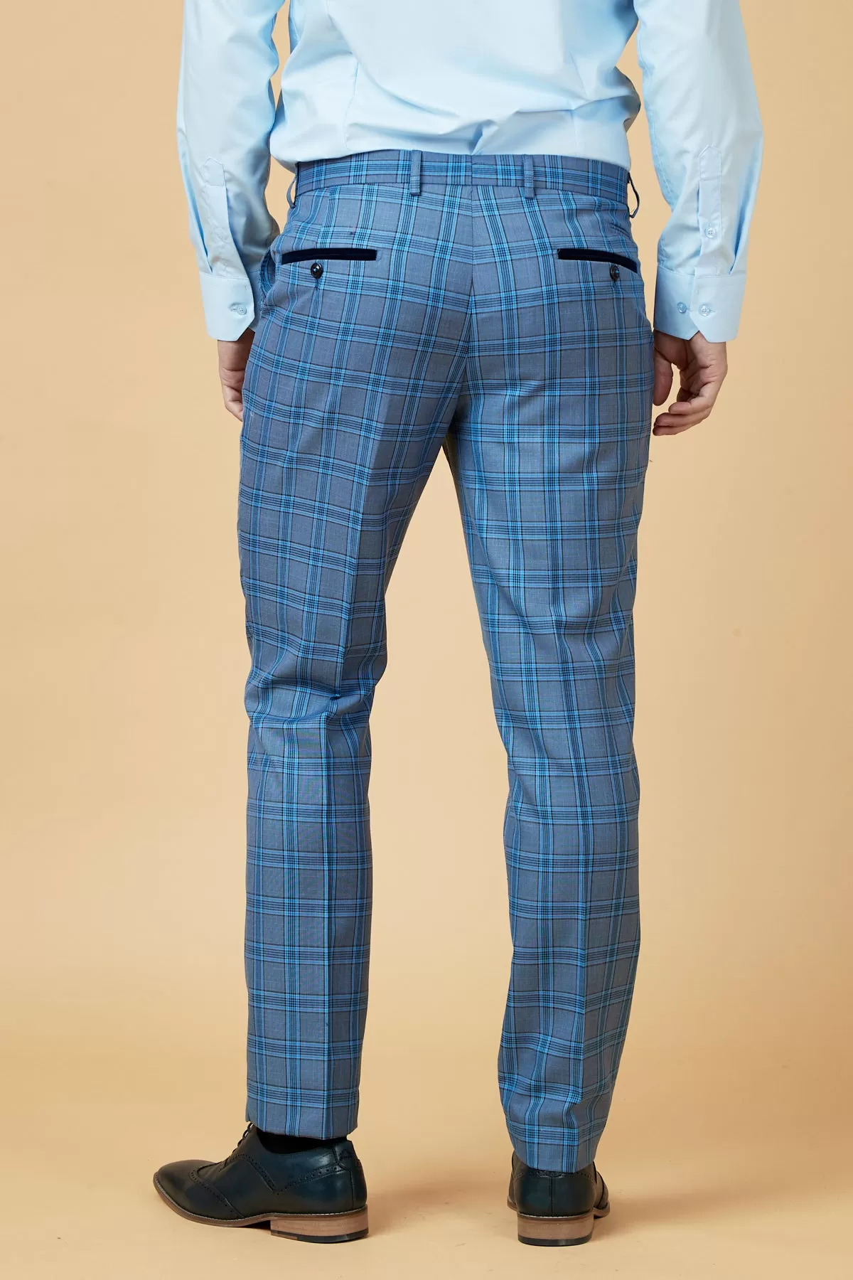 JOSE - Sky Blue Check Trousers