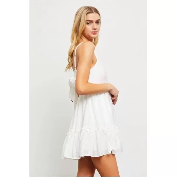 Lace Trimmed Tie Back Dress