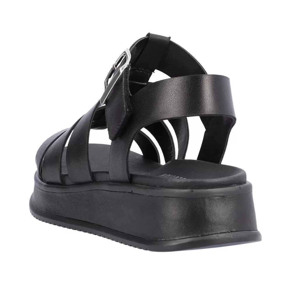 Ladies Evolution By Rieker Sandals Black Chunky Platform W0804-00 sale