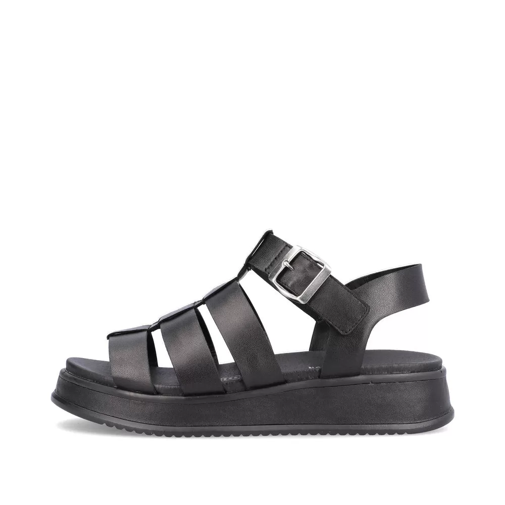 Ladies Evolution By Rieker Sandals Black Chunky Platform W0804-00 sale