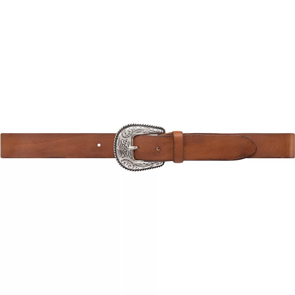 Leather belt with western buckle / 15844 - Cognac