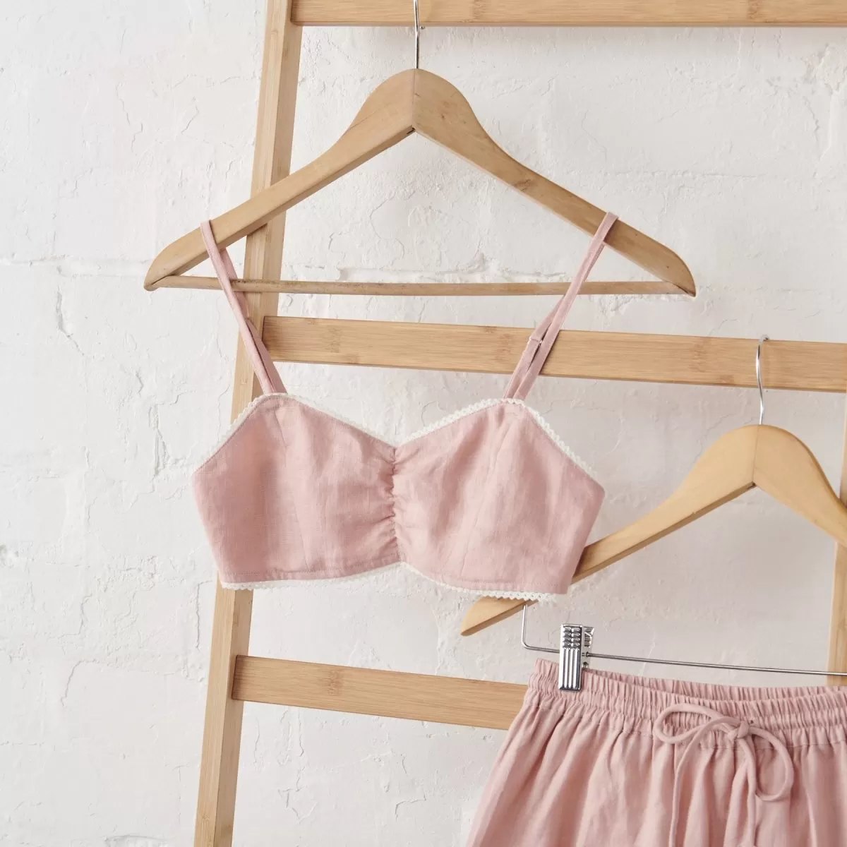 Linen Bralette and Short Set - Pink | Jade and May