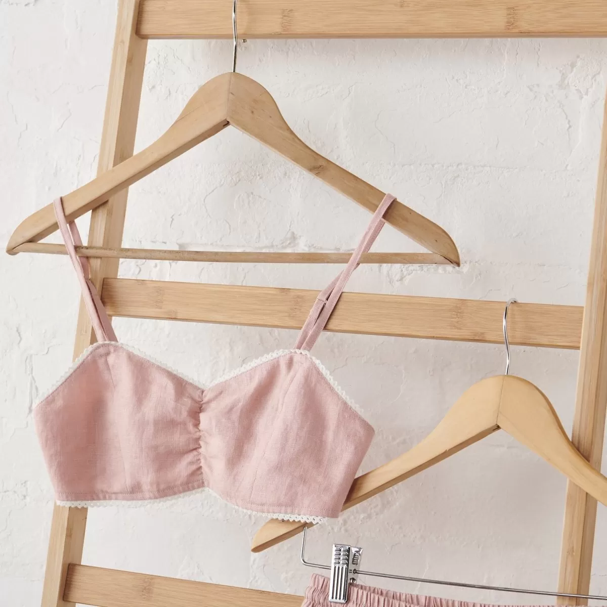 Linen Bralette and Short Set - Pink | Jade and May