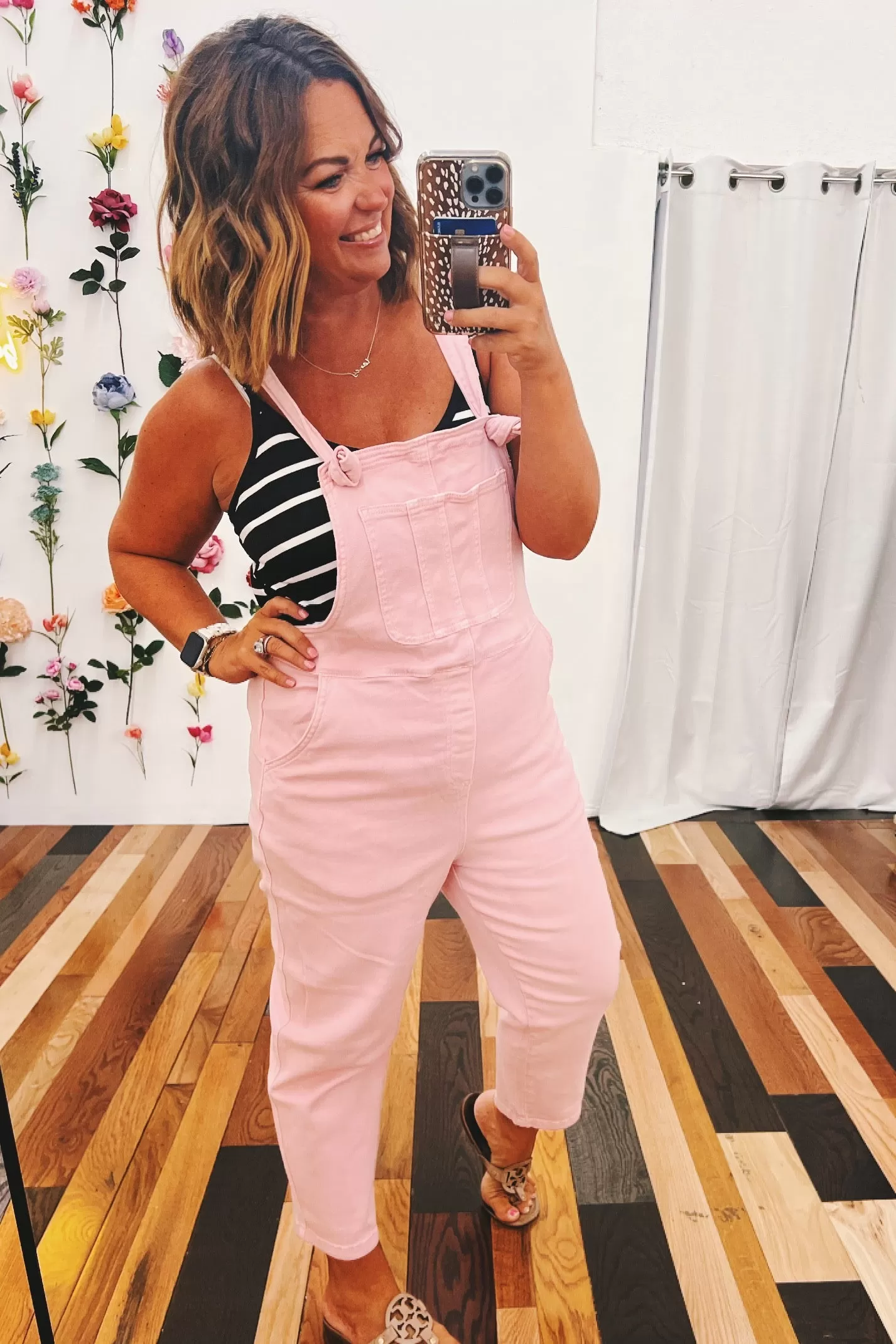 Lucille Knot Strap Overalls Pink