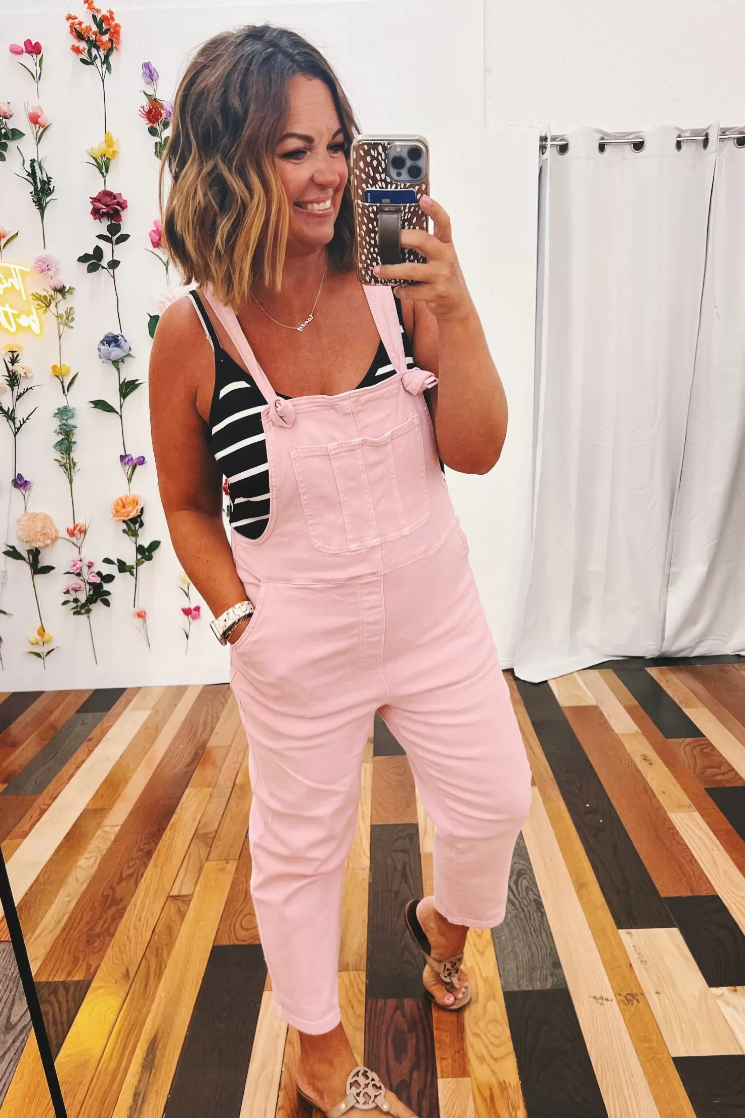 Lucille Knot Strap Overalls Pink