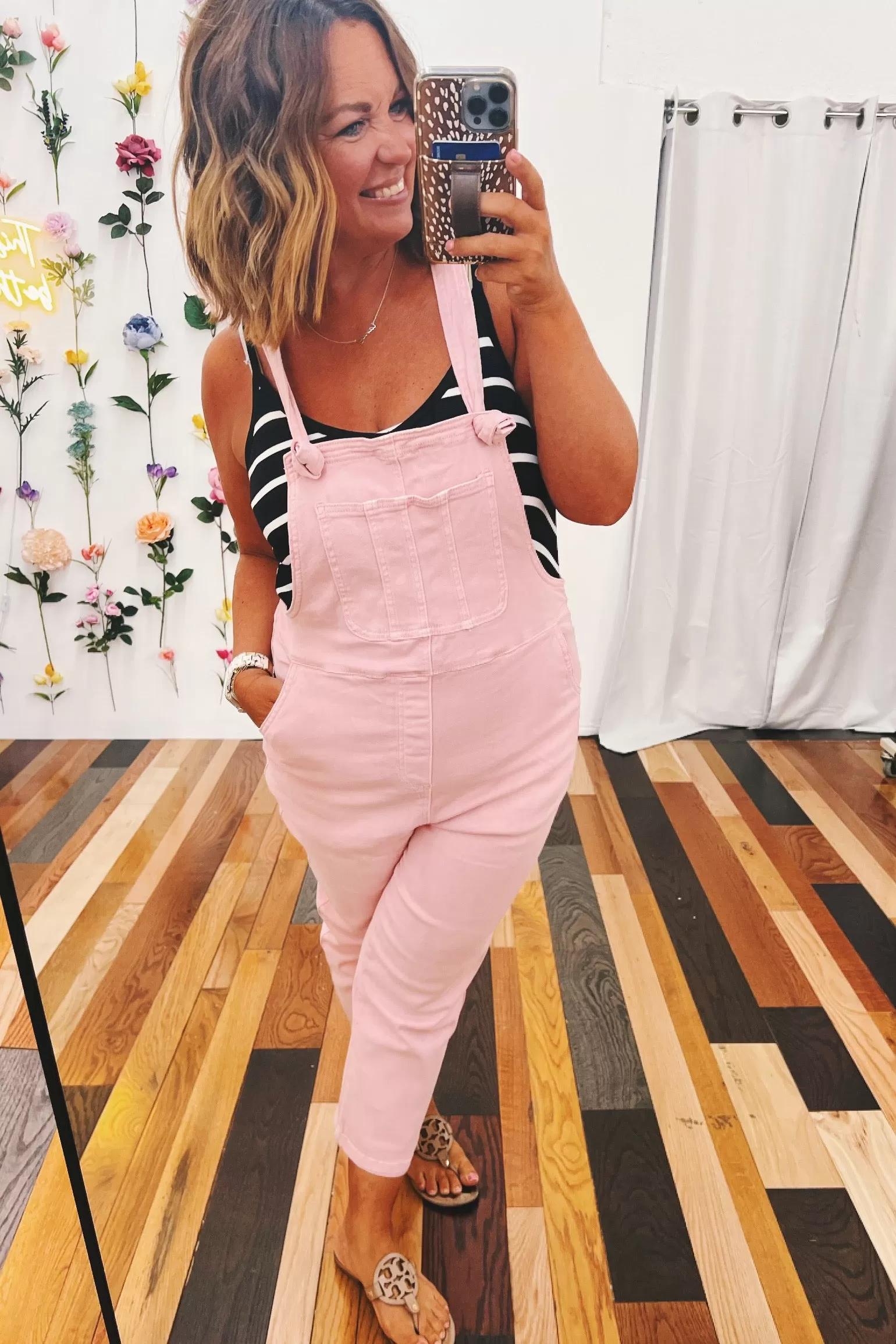 Lucille Knot Strap Overalls Pink