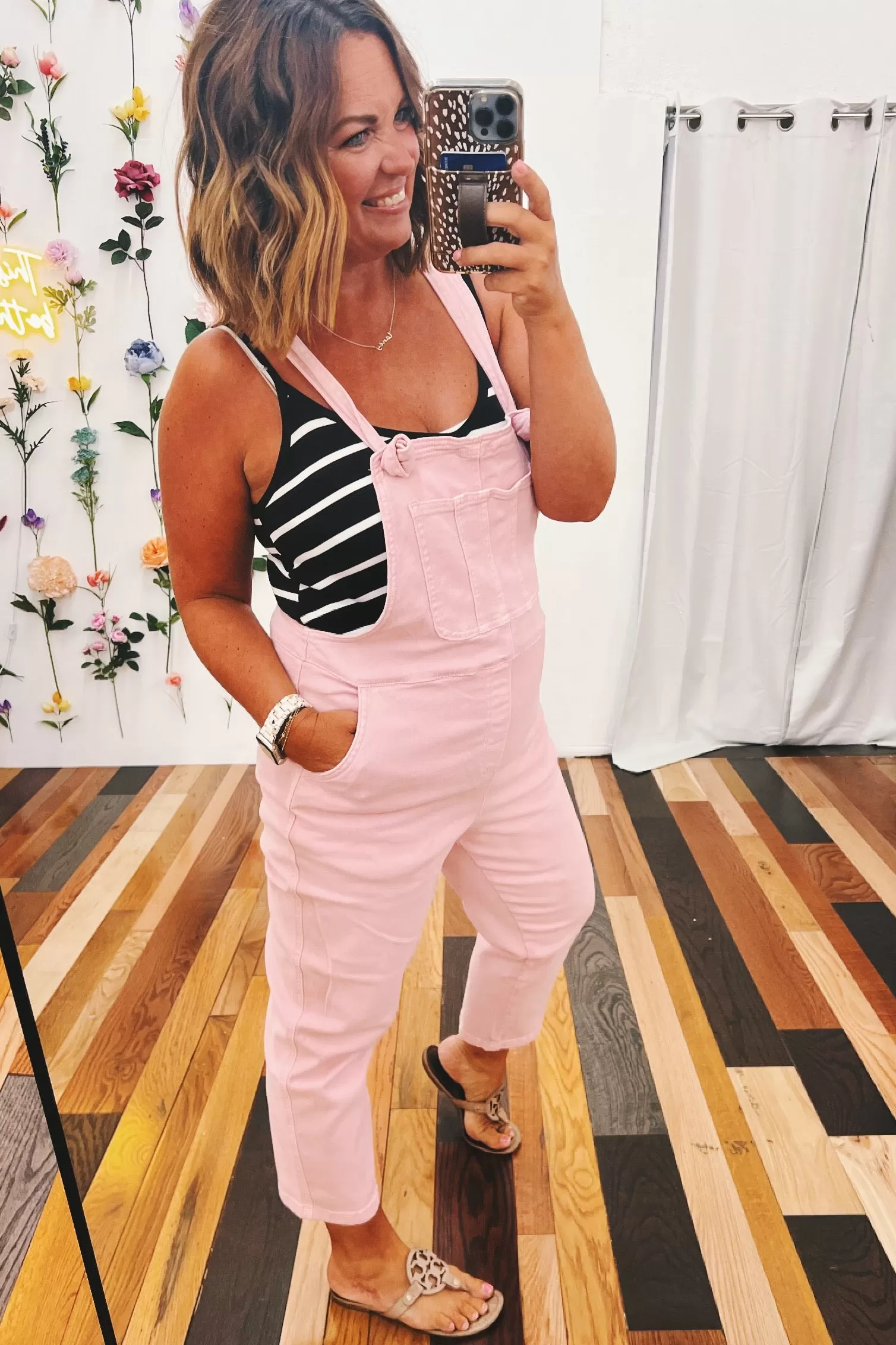 Lucille Knot Strap Overalls Pink