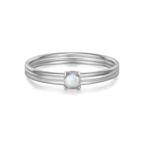 Mellonia | Mahaleb Ring | Labradorite | White Rhodium Plated 925 Silver