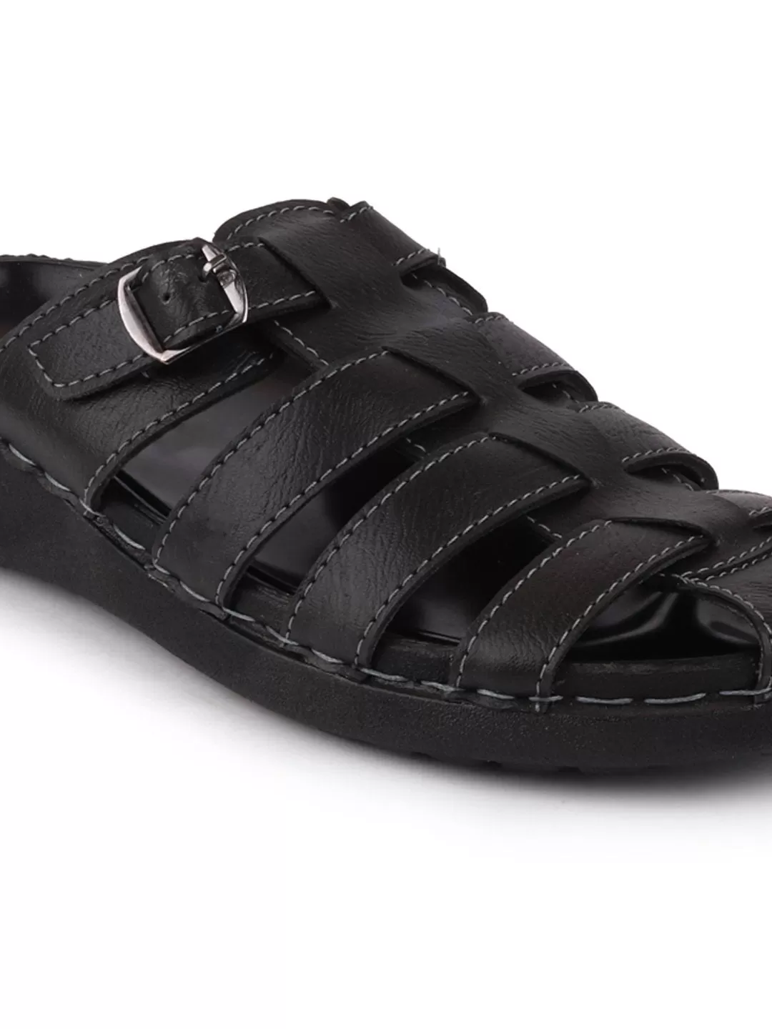 Men Black Casual Slip-On Fishermen Sandals