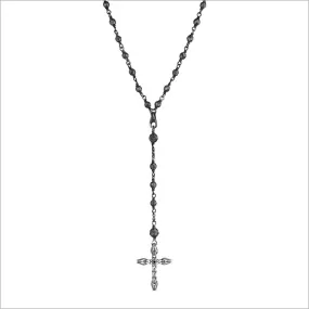 Men's Centauro Black Lava & Sterling Silver Rosary