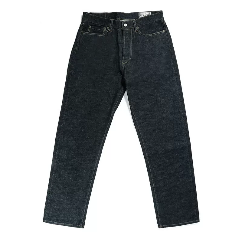 Men's retro casual raw denim straight jeans