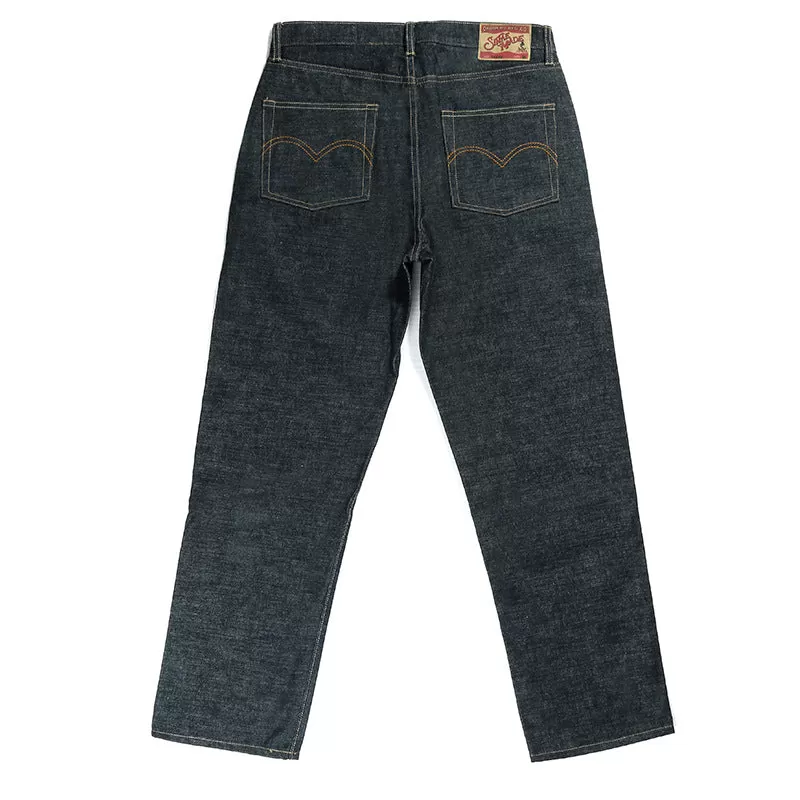 Men's retro casual raw denim straight jeans