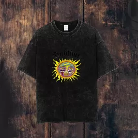 Mens Sun Face Print Tee