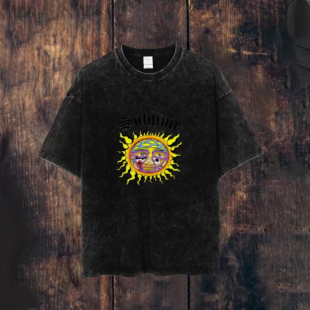 Mens Sun Face Print Tee