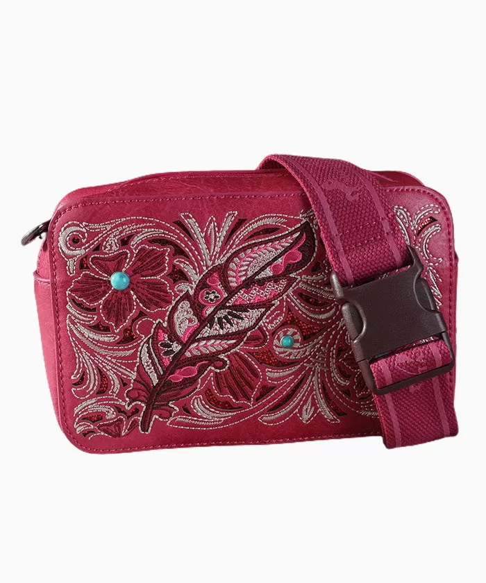 Montana West Embroidered Floral Cut-out Belt Bag