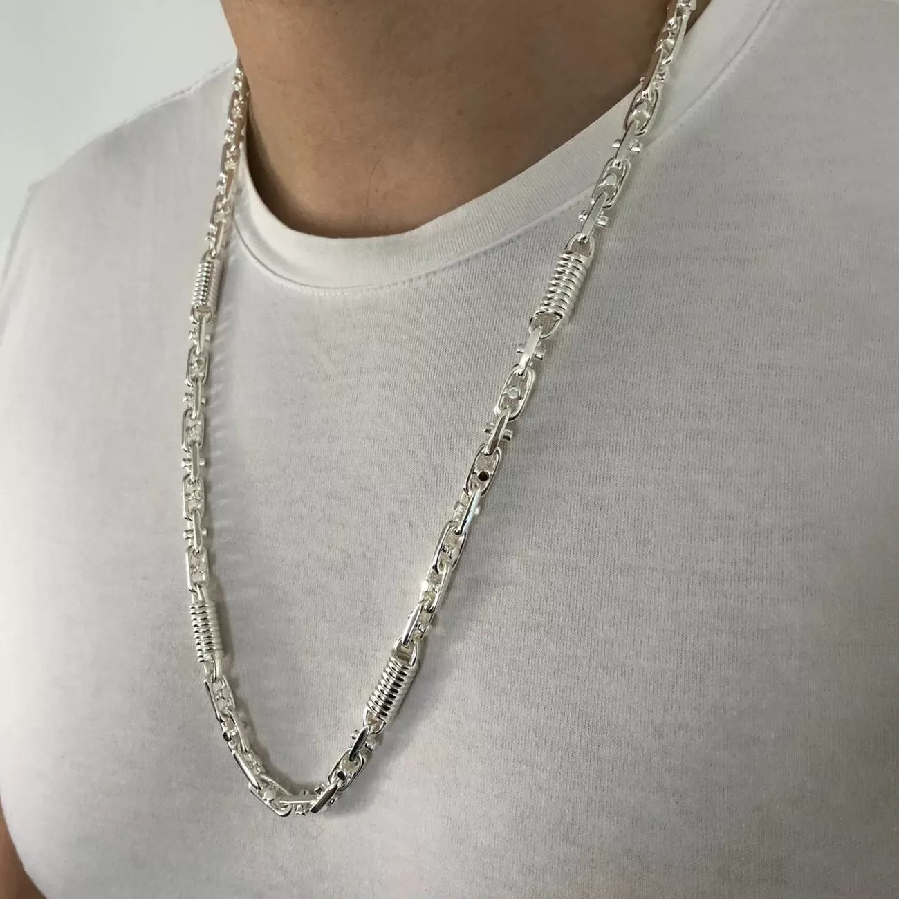 Monte Carlo Chain Men's 925 Sterling Silver Long Necklace 24