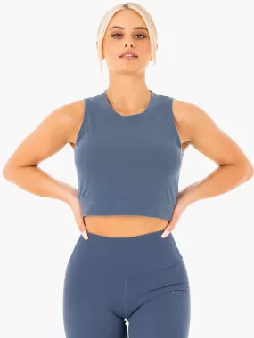 Motion Crop Top - Steel Blue