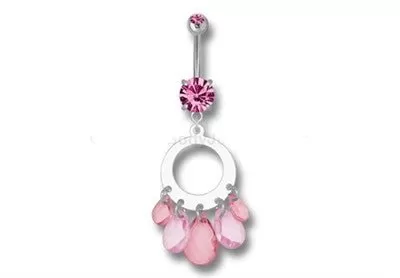 Multi-Crystal Oval Navel Dangle