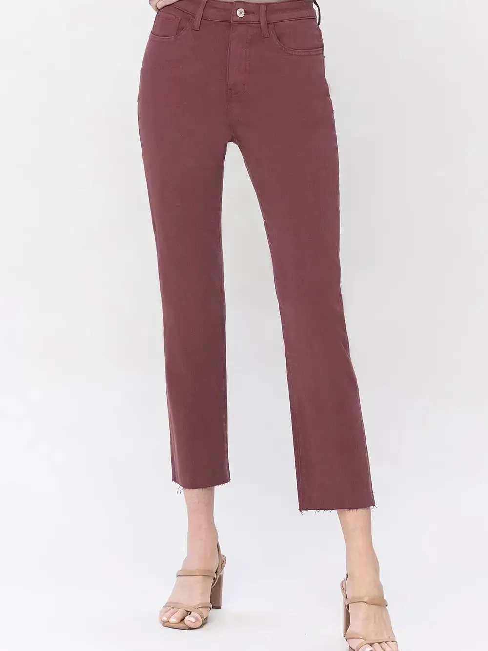 Muncie Cropped High Rise Slim Straight Denim