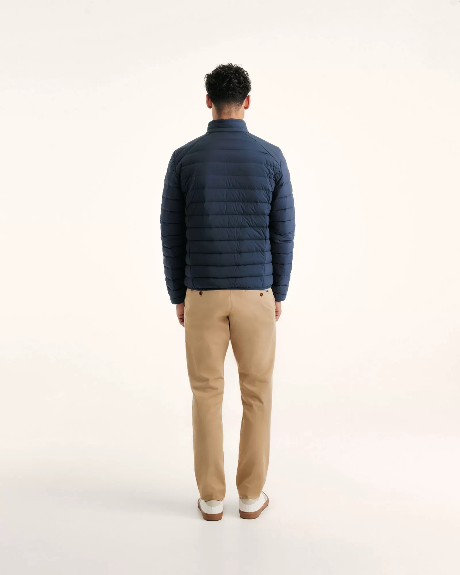 Navy Aragon lightweight stretch puffer jacket