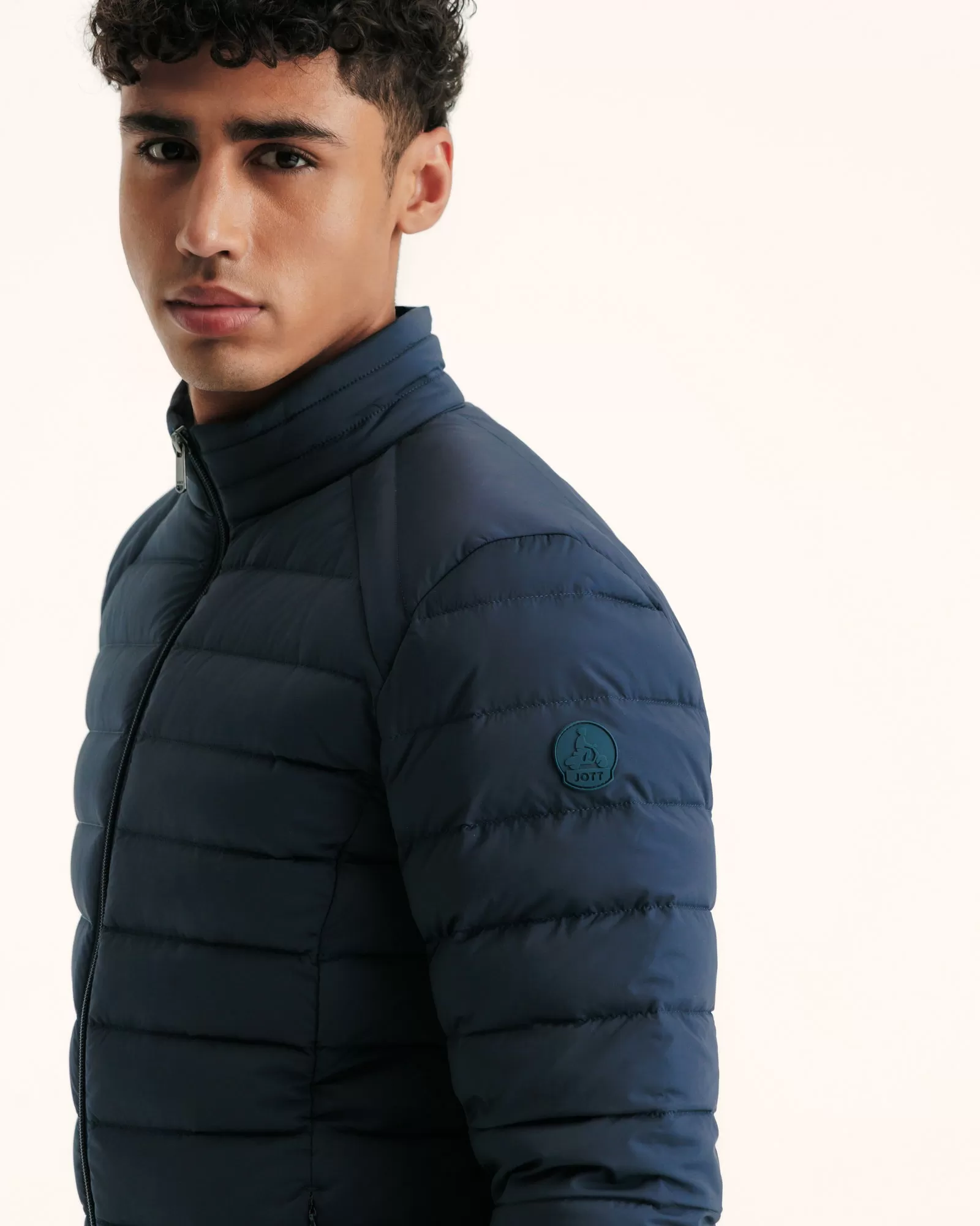 Navy Aragon lightweight stretch puffer jacket