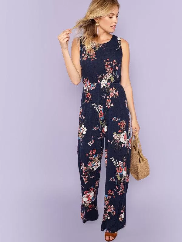 NAVY NIGHTS FLORAL JUMPSUIT