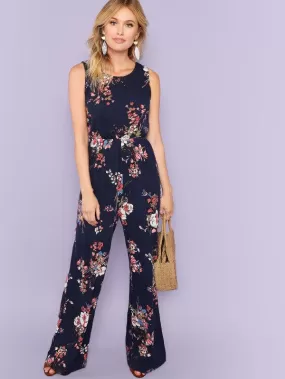 NAVY NIGHTS FLORAL JUMPSUIT