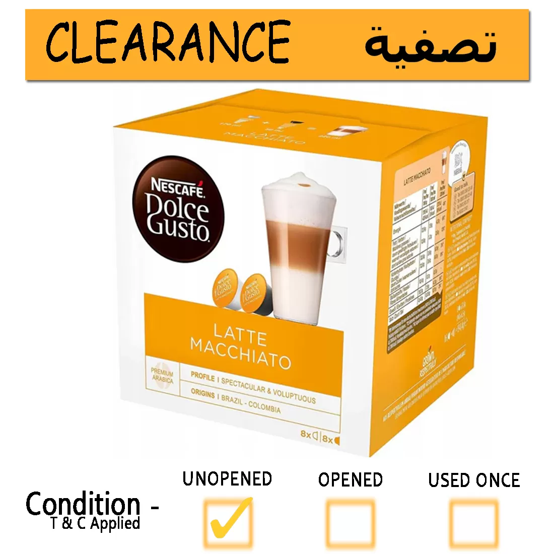 Nescafe Dolce gusto latte macchiato coffee capsules ---- clearance