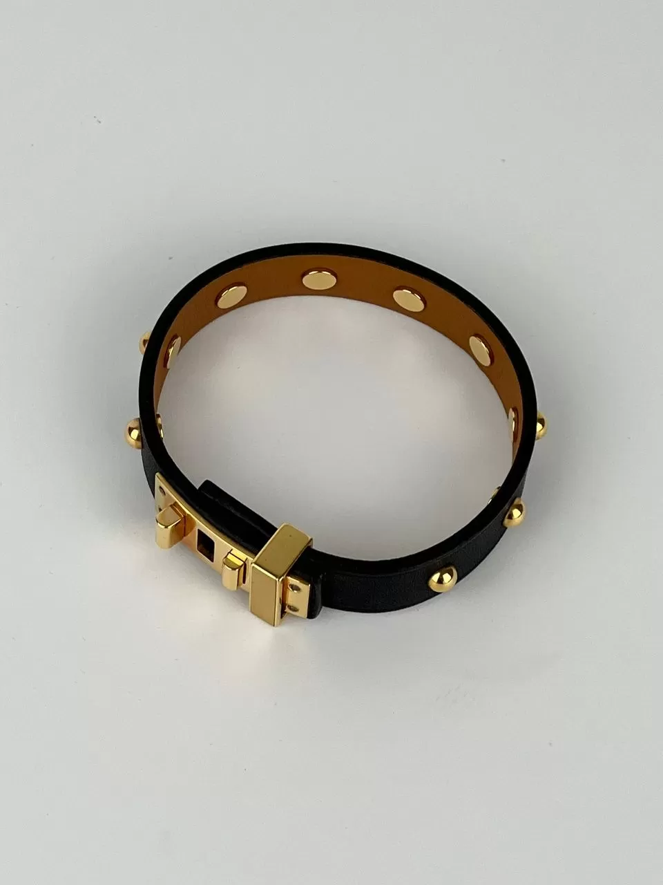 Noir Mini Dog Clous Ronds Bracelet