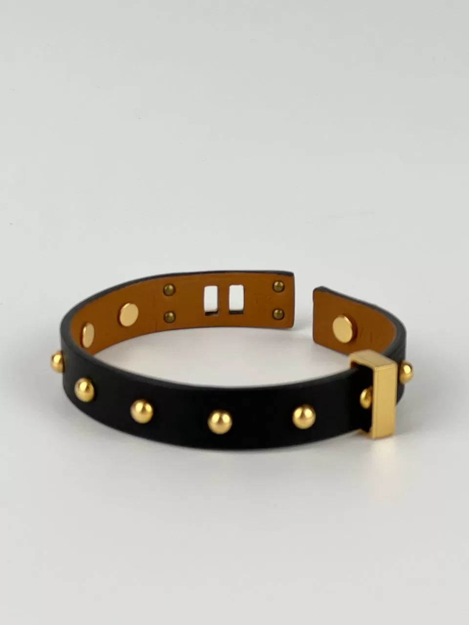 Noir Mini Dog Clous Ronds Bracelet