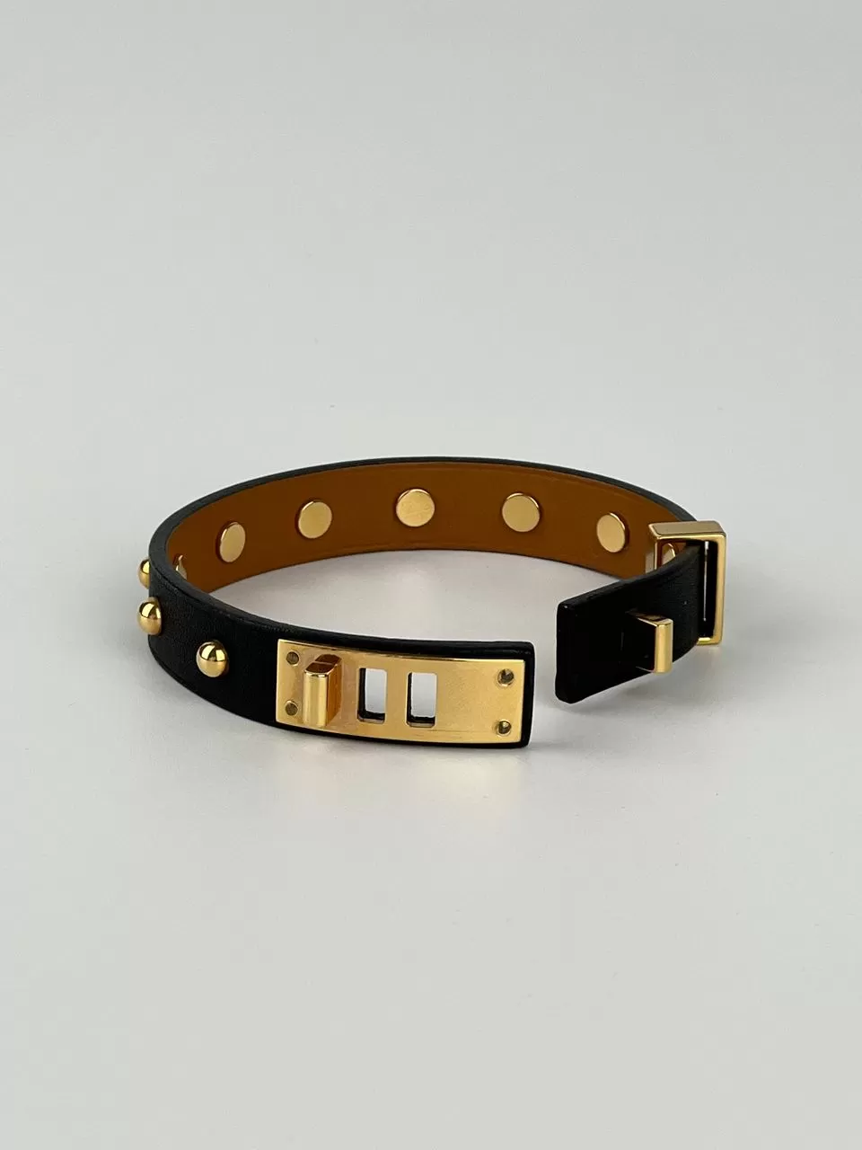 Noir Mini Dog Clous Ronds Bracelet